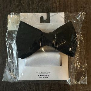 New EXPRESS Velvet Bow-Tie & Silk Pocket Square Set